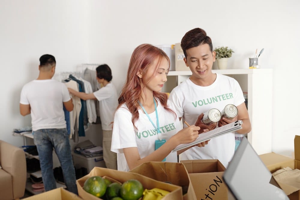 volunteers at a community association