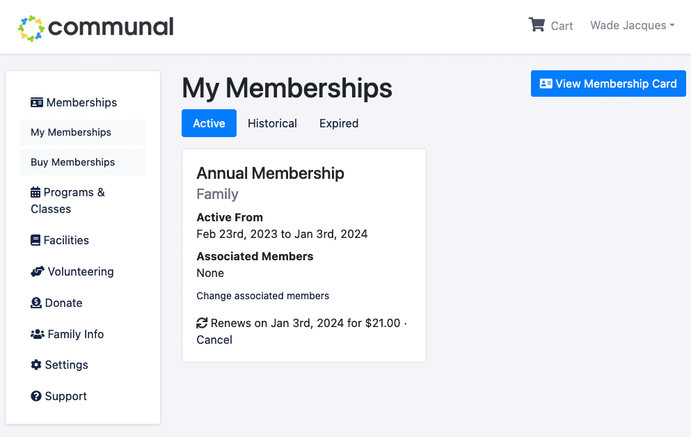 Member profile settings showing privacy controls for directory visibility