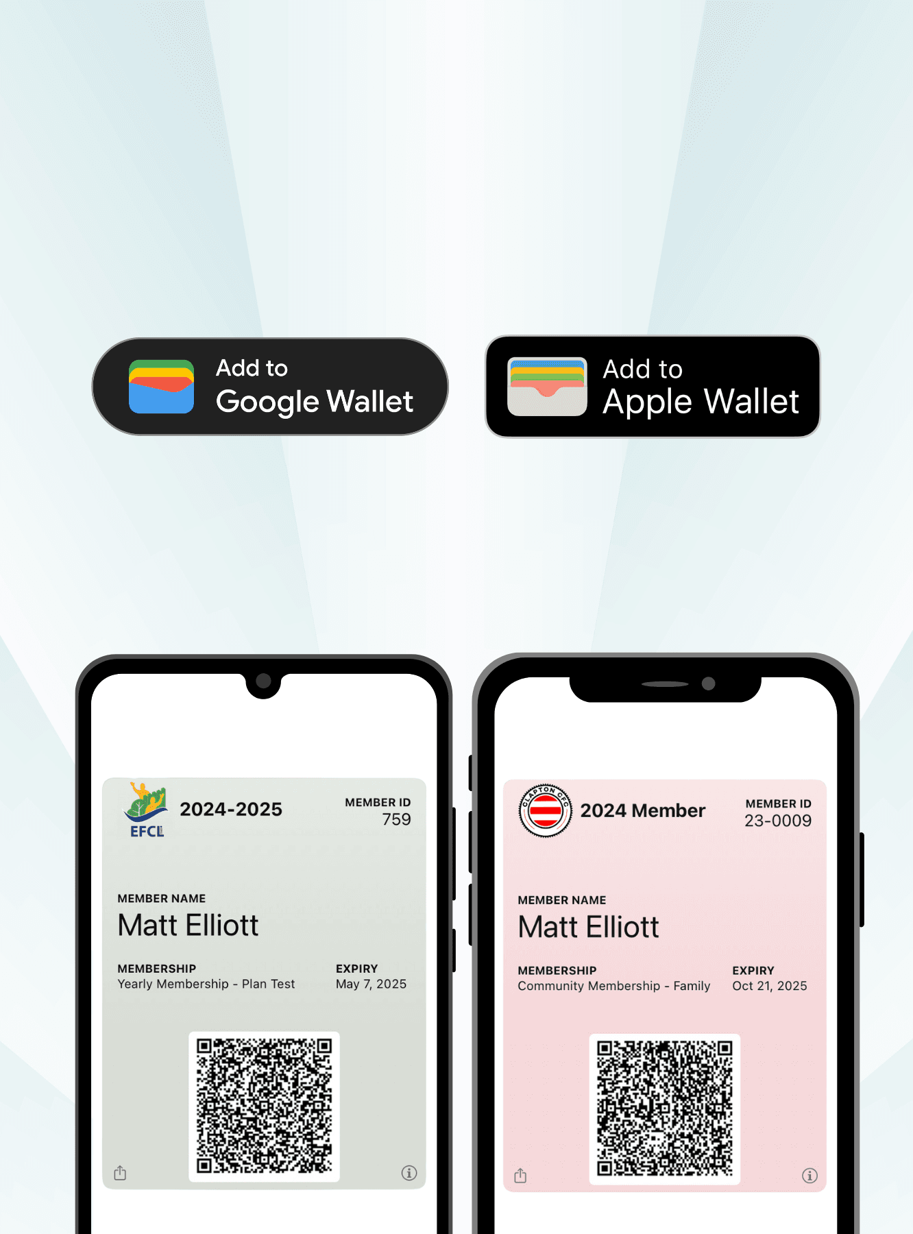 Digital membership card in Apple Wallet with QR code for check-in
