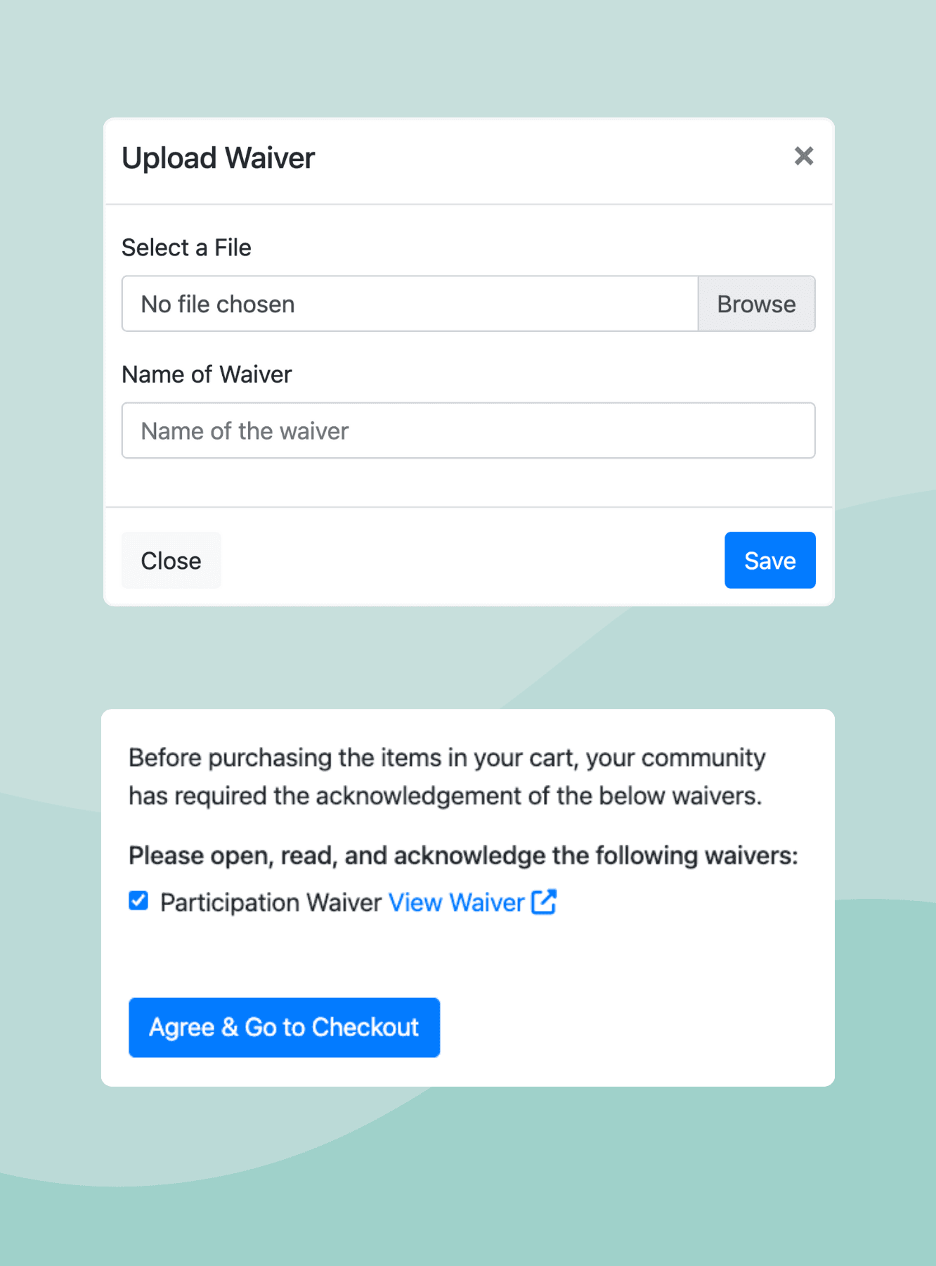 Digital waiver and liability agreement with e-signature