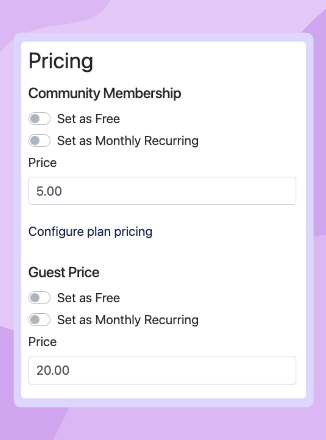 Member pricing for events